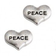 Floating Charms hartje "Peace" Antiek zilver 9x7mm